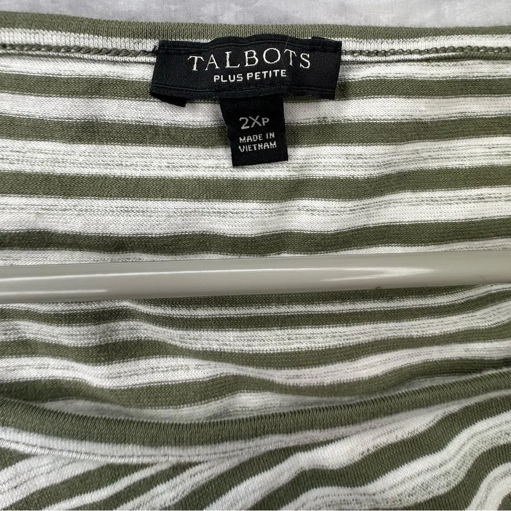 Cotton Striped faux wrap Side Tie green sleeveless Midi Shift Dress 2x petite - Picture 5 of 7